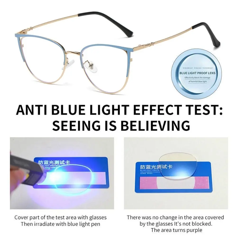 2024 Trendy Half Cat Eye Frame Women Men Round Optical Frame Spectacles Ultralight Metal Frame Computer Goggles Reading Eyeglass