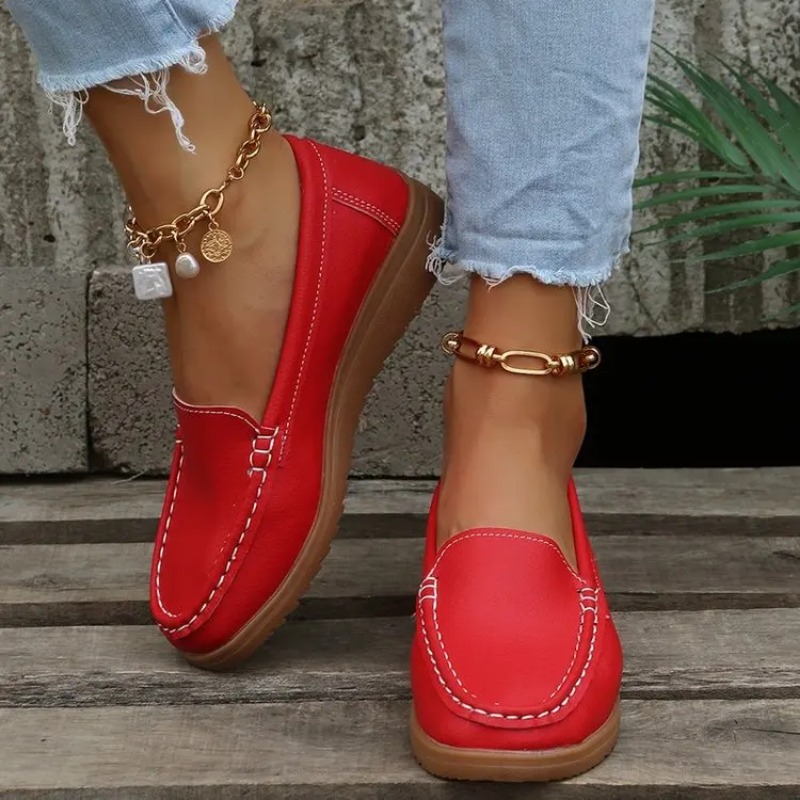 Women Flats 2022 Spring Summer Shoes Women Heels 4.3CM Genuine Leather Chaussures Femme Casual Women Loafers Ballet Flat Shoes