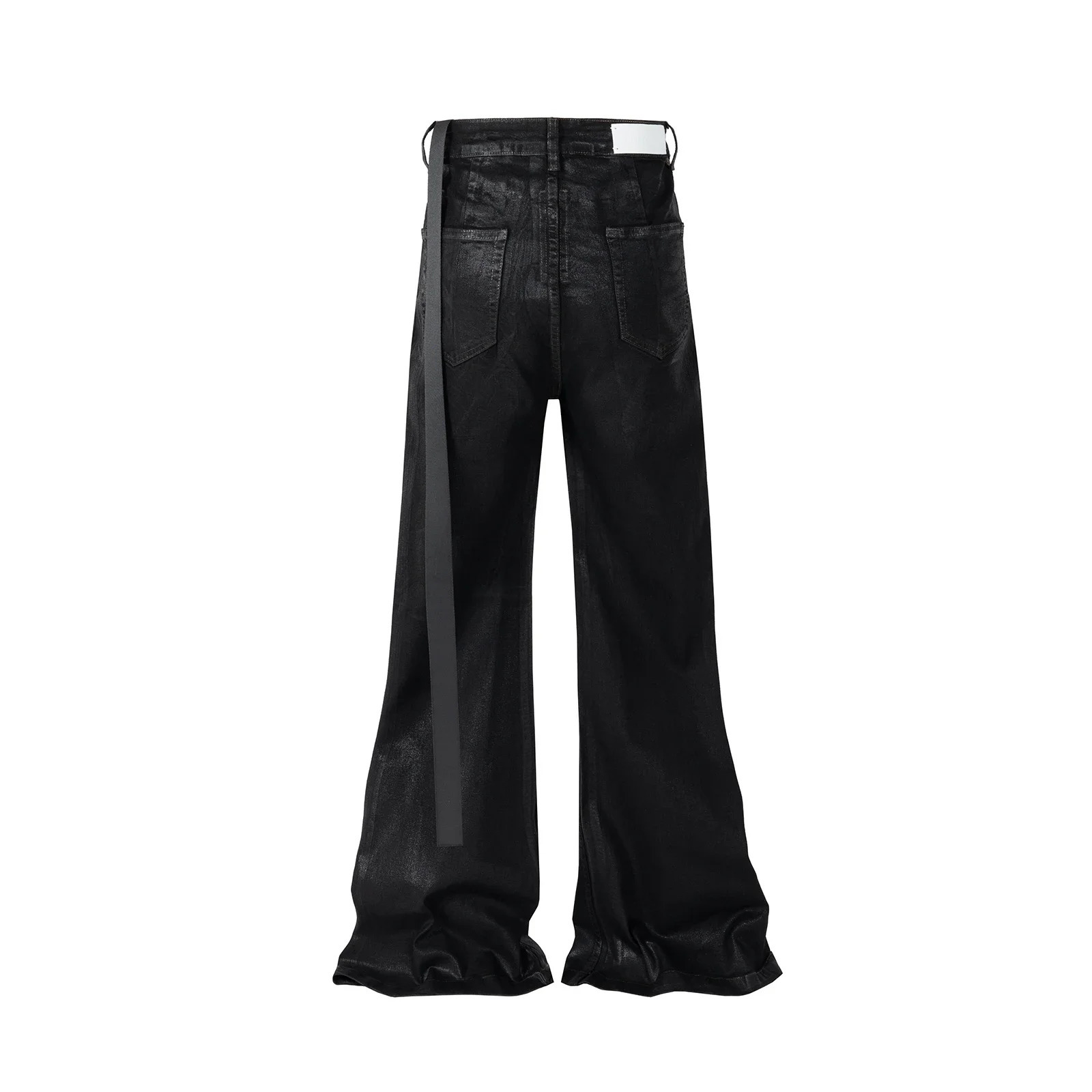 Streetwear Black Wax Leather Strecth Jeans for Men Ropa Hombre Baggy Y2k Flare Pants Oversized Straight Denim Trousers 240517