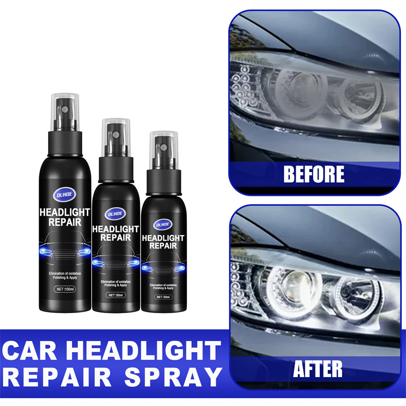 Car Headlight Repair Spray Auto Light Cover Scratches Polishing Cleaner Kit with Sponge Headlights Refurbished Maintenance Agent