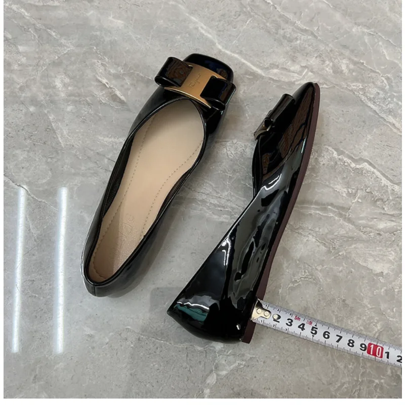 new Square-toe Shoes Women's Spring and Summer Flat Bottom 23 New Autumn Black Shoes Four Seasons Boat 2025 Shoes Plus Size Women's Shoes