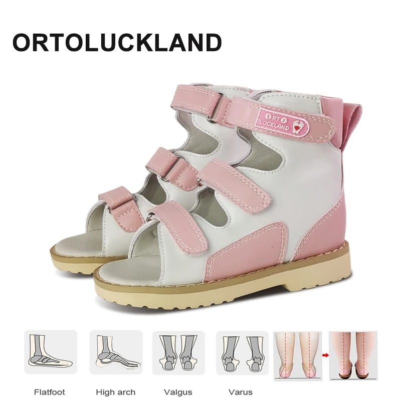 Toddler Girls Sandals Summer Kid Orthopedic Shoes 2025 For Children Pink Leather Flatfeet Clubfoot Arch new Support Footwear