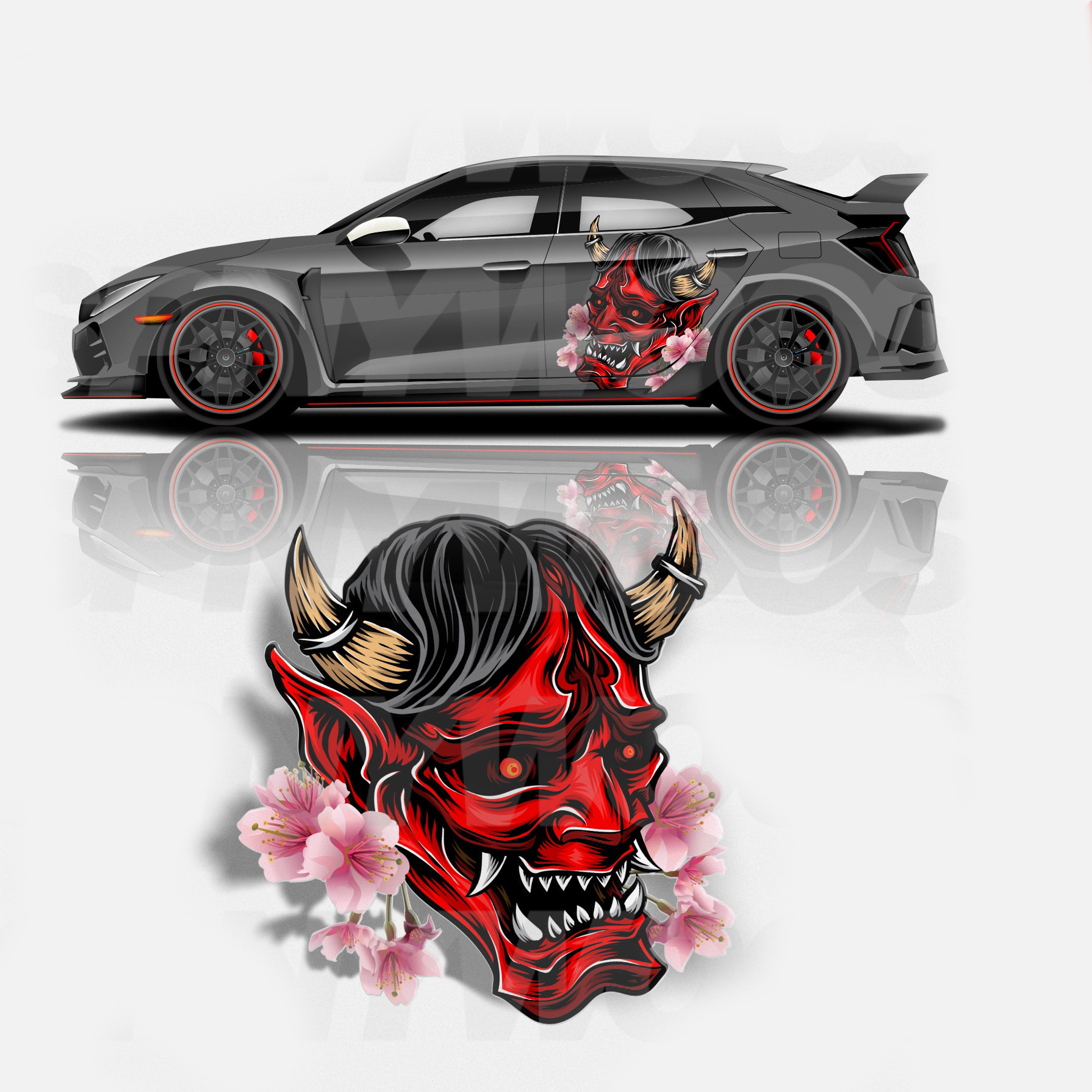 Samurai Car Wrap Ghost Paint Japanese Vehicle Paint Cast Vinyl Wrap Universal Size Samurai Anime Car Sticker Car Decoration