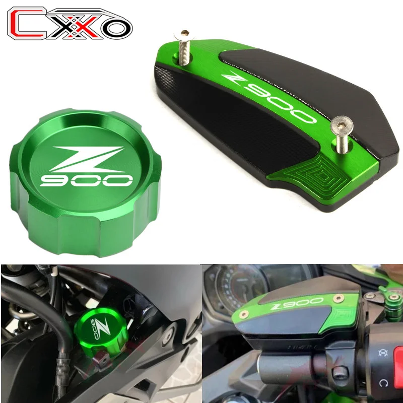 CNC Motorcycle Front Rear Fluid Reservoir Cover Cylinder Brake Cap Oil Filler Plug For Kawasaki Z900 z 900 2017-2022 2023