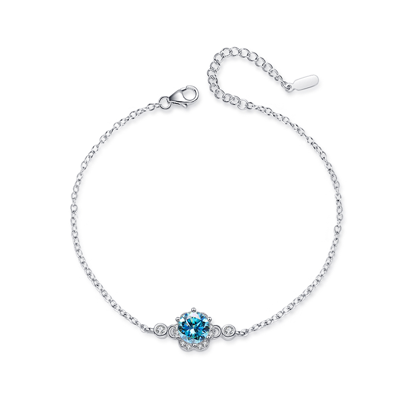 Butterflykiss Six-claw 925 Sterling Silver Real Moissanite Diamond Anklet Bracelet 1 Carat for Women Party Fine Jewelry Fashion