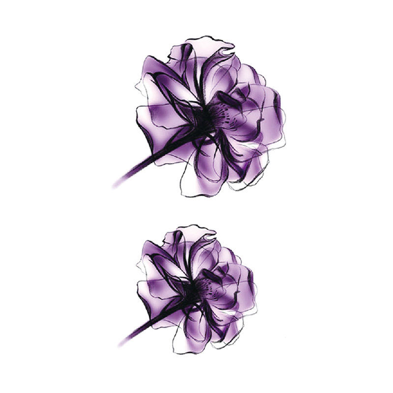 Waterproof Temporary Tattoo Sticker Purple Watercolor Flowers Totem Design Fake Tattoos Flash Tatoos Arm Body Art for Women Men