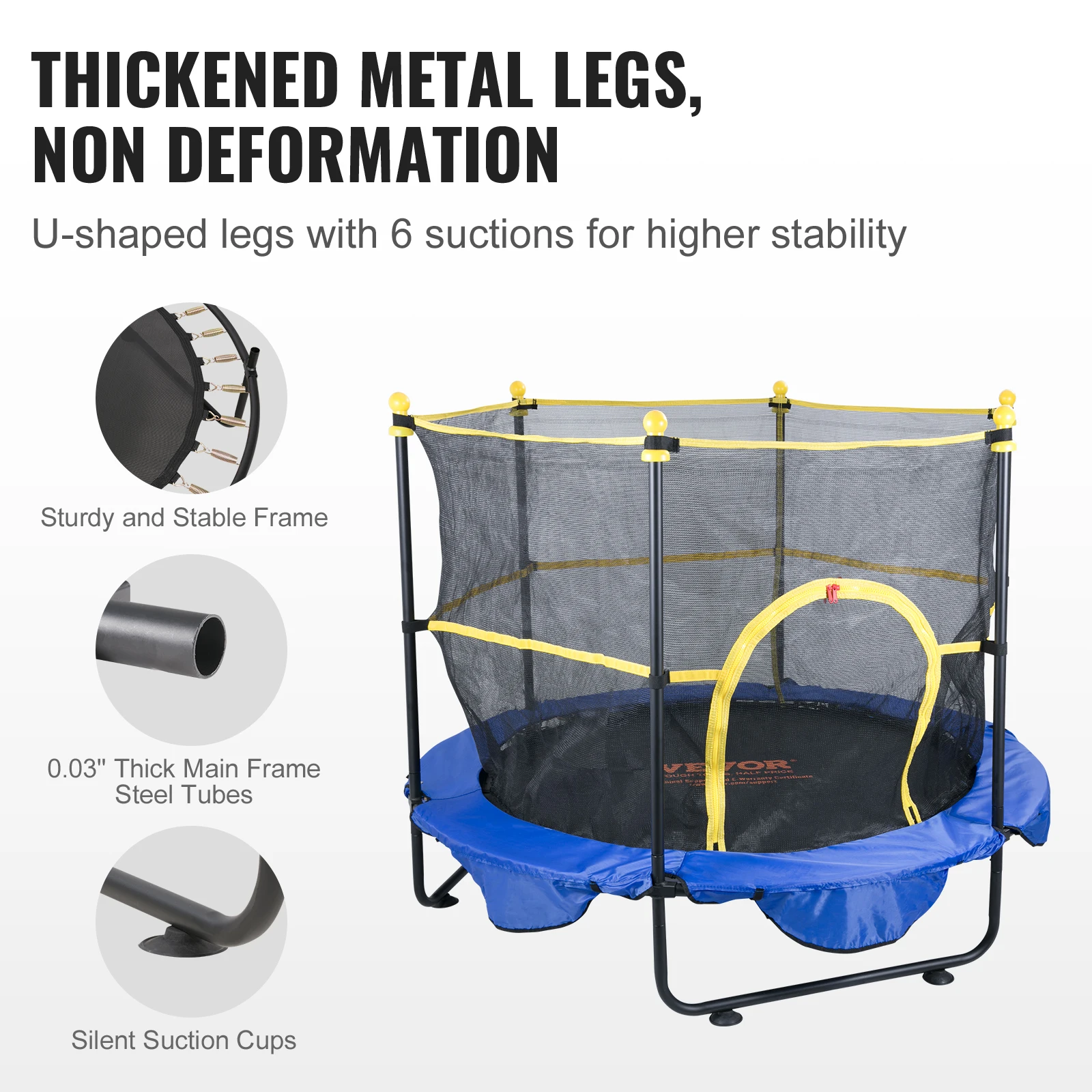 5FT for Trampoline VEVOR Kids 60" Indoor Outdoor Trampoline with Safety Enclosure Net Entertainment Support 60" smile 60" 60"
