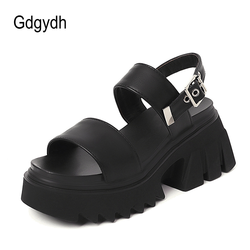 Women Brand Luxury Platform Chunky Shoes Summer Belt Buckle Strap Thick Bottom Slingback Comfort Street Plus Size 43