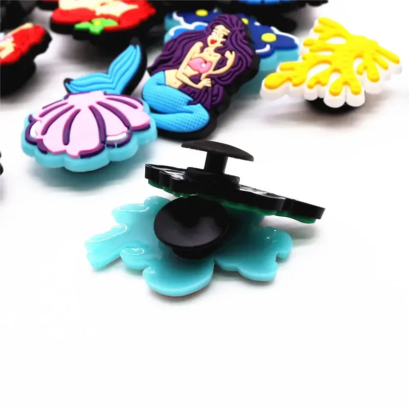 Single Sale 1pcs Mermaid Fairy Tales PVC new Shoes Charms Pins Jeans Shoe Buckle Decorations 2025 Seaweed Sandals Accessories Kids Gifts