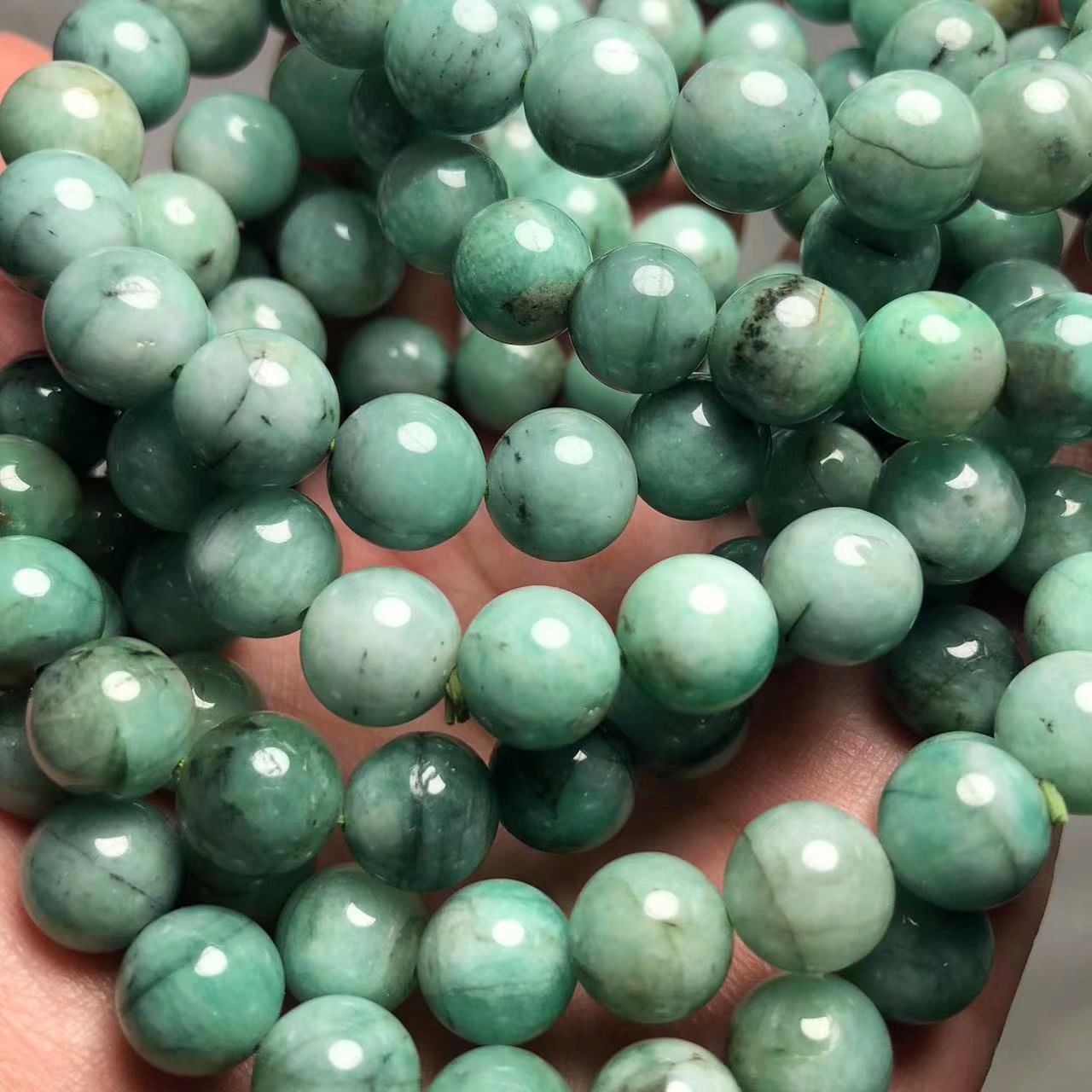 Meihan wholesale natural A+++ African Emerald gem stone smooth round loose beads for jewelry DIY making gift