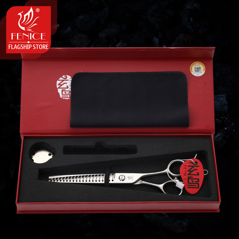 Fenice JP440C Steel 7 inch Dogs Gromming Scissors Pet Chunker Trimmer Scissors Thinning Shears Thinning Rate 50% Groomer Tools
