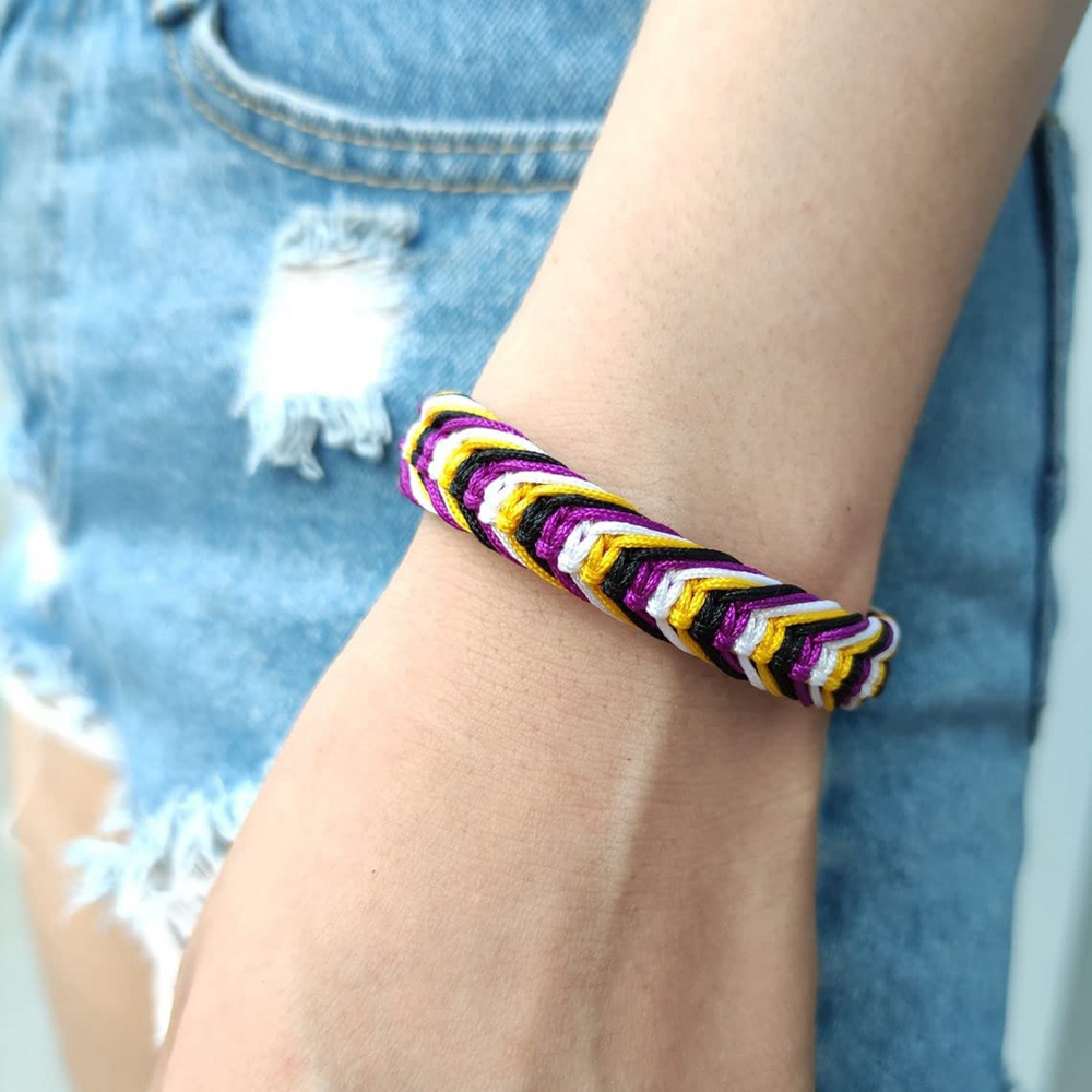 Bisexual Pansexuality LGBT Proud Love Tibetan Wrist Wrap Bracelet Boho Rope Bracelet Bangles for Women Men Thread for Him & Her