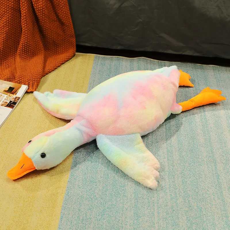Plush Cushions 50-190cm Kaii Colorful Giant Duck Plush Toy Big Stuffed Animal Goose Doll Sleep Hug Pillow Cushion Childrens Gifts Room Decor
