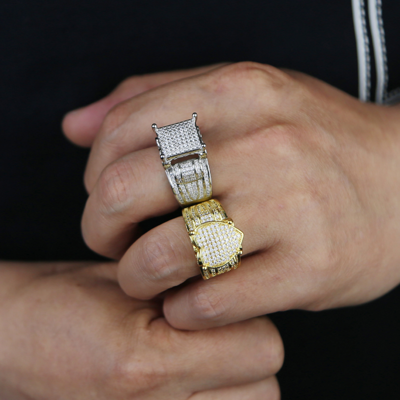 New Square Heart Ring: Iced Out Cubic Zirconia Bg CZ Ring for Men