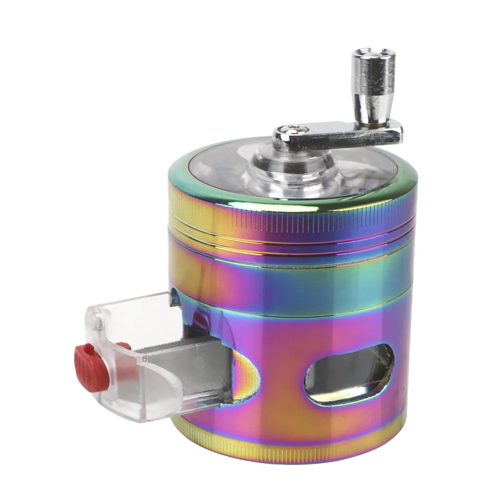 With Drawer Crusher Layers Herb Grinder Hand Cranked Clear Top Crank Pollinator Spice 5 - view 5
