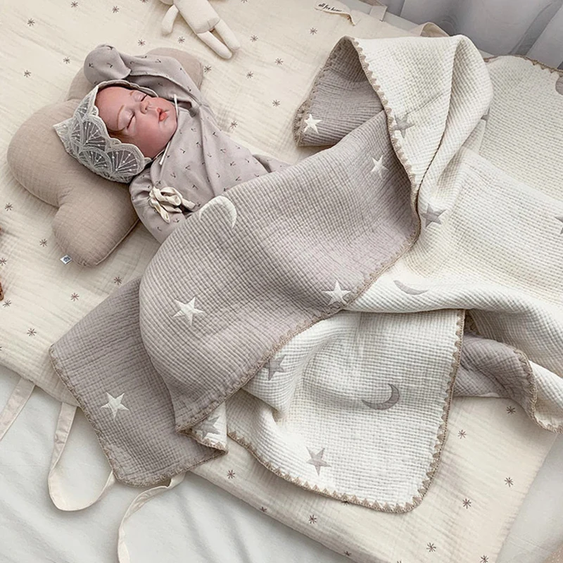 MILANCEL New Baby Blanket Toddler Double Sided Embroidered Bear Blanket 80*150cm