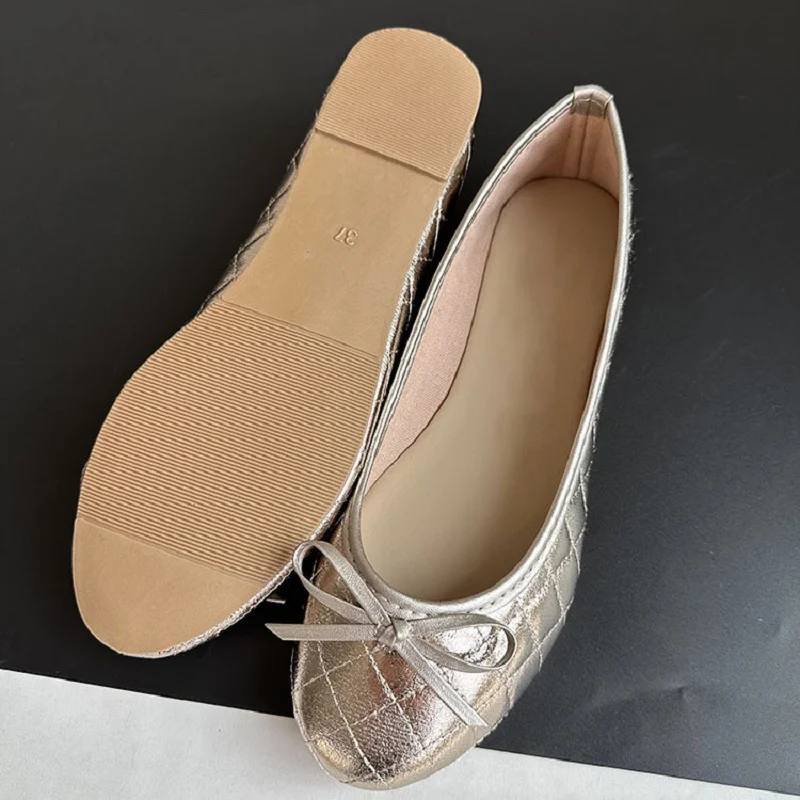 2023 New Women's Shoes With Light Color Contrast Soft Bottom Ballet Flats Round Toe Slip-On Classic Concise Shoes