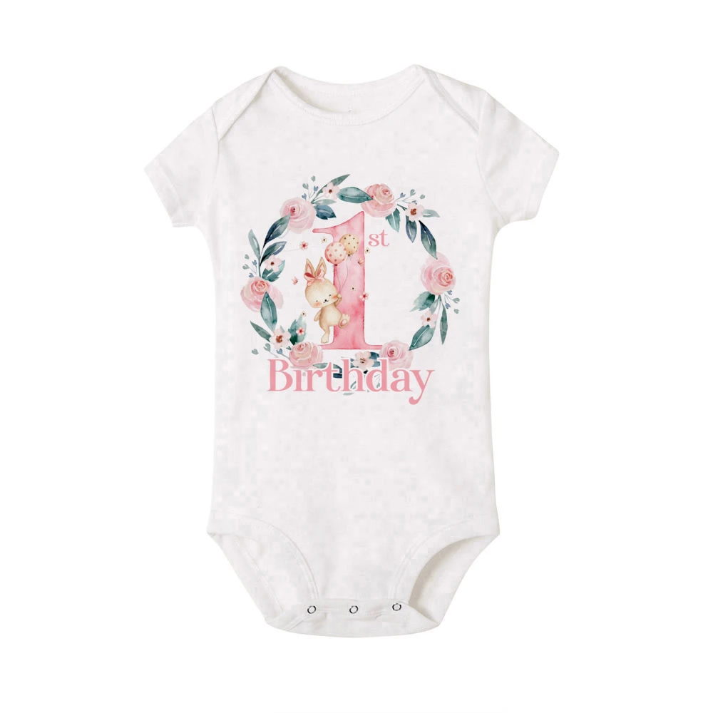 Birthday 1st Newborn My Bodysuit Infant Baby Clothes Toddler Jumpsuit Girl Birthday Party Short Sleeve Outfit Infant Shower Gift smile