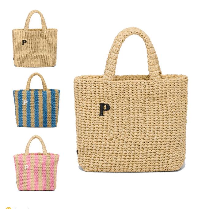 Designer Bag Luxury Shoulder Straw Bag Women's Plaid Rafia Woven Bag Large Capacity Casual Handbag Hollow Beach Vacation Bag Folding Men's and Women's Bag