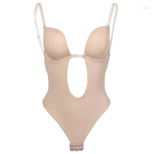 Women's Shapers Women Invisible Backless Padded Bra Bodysuit Seamless U Plunge Shapewear Bridal Shaper Corset For Wedding Slimming Underwear desi