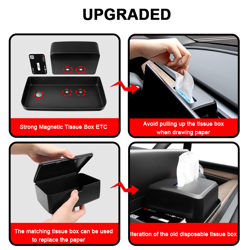 for Tesla Model 3 Y 2023 Behind Screen Storage Tray Hidden Tissue Box Central Control Sunglasses Phone Holder ModelY Accessories