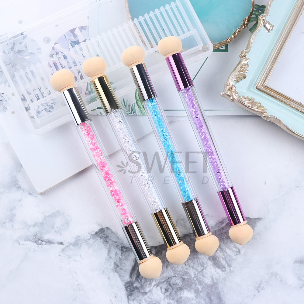 Sponge Head Nail Brush Ombre Effect Nail Art Pen Round Sharp Blooming Gel Polish Gradient Brushes for Manicure Accessories SA945