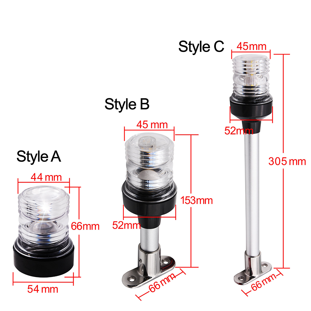 HD 12 Inch Waterproof Marine Boat Sailing Signal Light Fold Down Anchor Light For Yacht Boat Stern Anchor Light 6 Inch 12-24V
