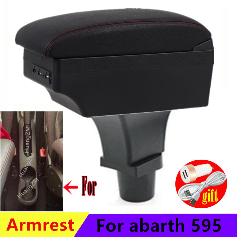 For abarth 595 Armrest Box For abarth 595 Central Store Content Storage Box with Cup Holder Ashtray USB Interface