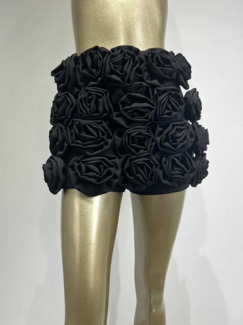 Casual Dresses Cross-Border 2024 Flower Bandage High Waist Shorts European And American Hipsters Street Party Pants