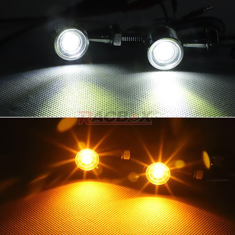 8mm Mini Led Amber Turn Signal Motorcycle White DRL Red Brake Lights E mark Chrome Motorbike Bullet Flashing Lamps 12V For Honda