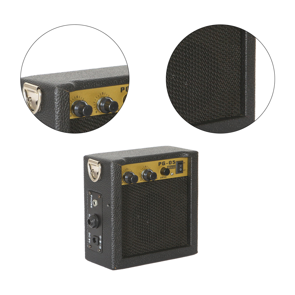 Mini Guitar Amplifier Amp Speaker 5W with 6.35mm Input 1/4 Inch Headphone Output Supports Volume Tone Adjustment Overdrive