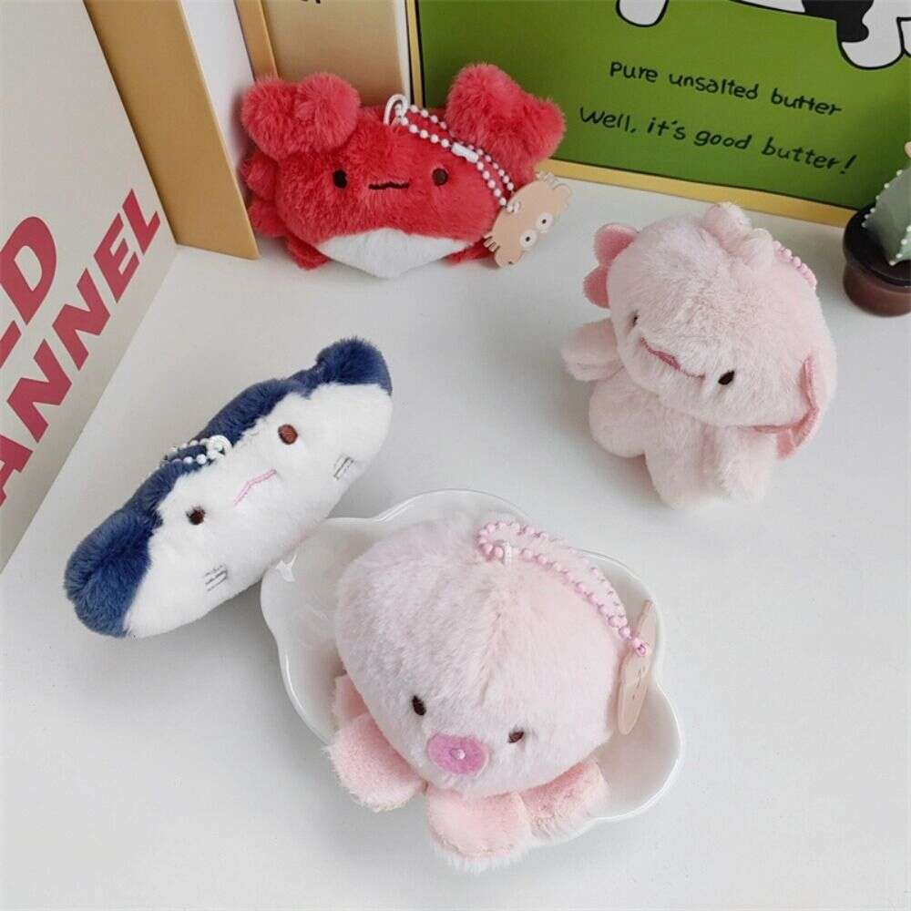 3PCS Ray Marine Organisms Key Chain Kawaii Crab Funny Fish Pendant Cartoon Soft Plush Doll Keychain Bag Hanging
