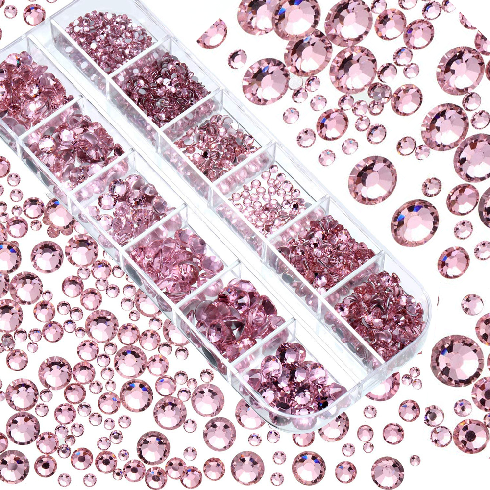 1900-2000pcs Crystal Diamonds Flat Back Glass Jewelry Rhinestones Wax Dotting ss4-30 AB Gems Pink Champagne Black Nail Stones 3D