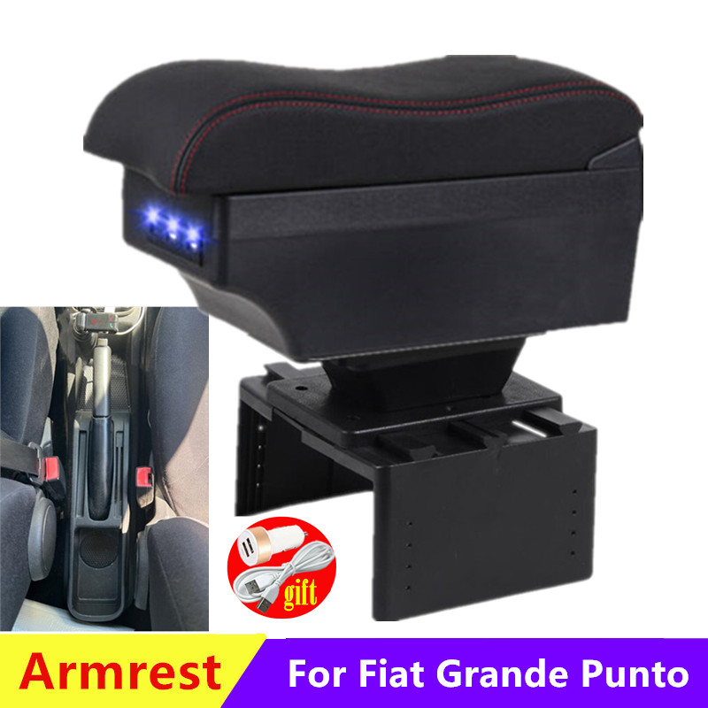 For Fiat Grande Punto Armrest box For Fiat Punto car armrest box central Storage box Interior Retrofit with USB Car Accessories