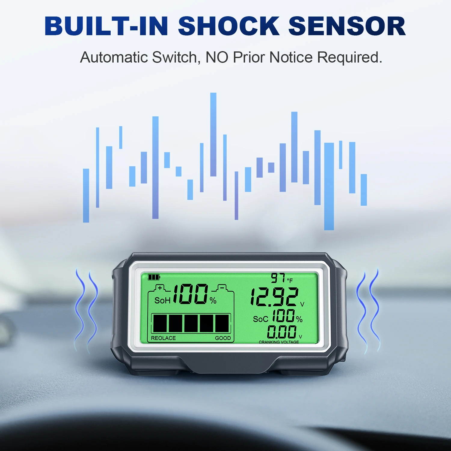 ANCEL BM200 PRO 12V LED Professional Battery Tester Monitor Head-Up Display Waterproof SOH SOC Battery Capacity Analyzer Tools