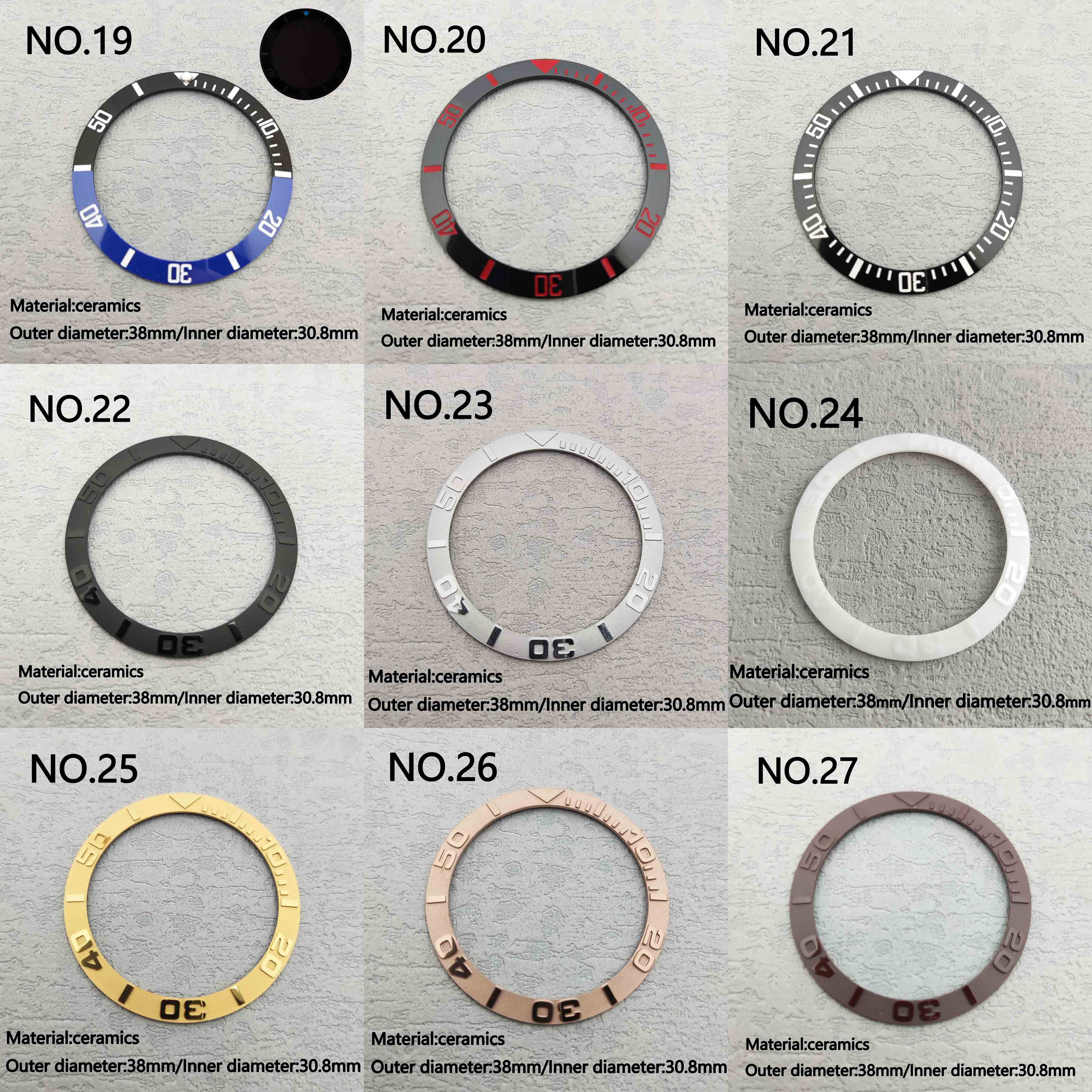 38mm Ceramic Bezel GMT and Diving watch Insert For 40mm Mens Watch Watches Replace Accessories Watch Face Watch Bezel Inserts Al