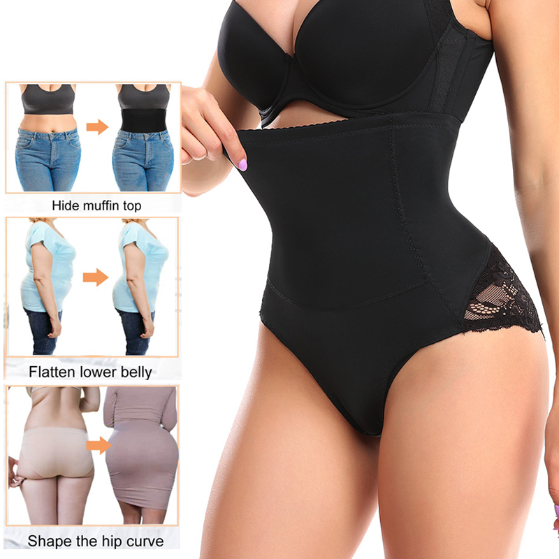 High Waist Trainer Panties Body Shaper Lace Thong Slimming Belly Tummy Women Shapewear Butt Lifter Knickers Sexy Briefs S-6XL