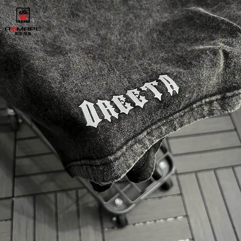 Y2k Top Vintage Letter T-shirt Vintage Wash Short Sleeve Mens Hip Hop Loose Half Sleeve Street Clothing 240430