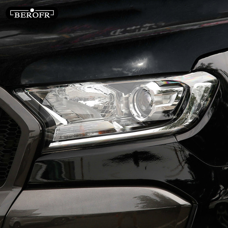 For Ford Ranger Wildtrak Raptor 2015-Present Car Headlight Tint Black Protective Film Transparent TPU Sticker Accessories 2 Pcs