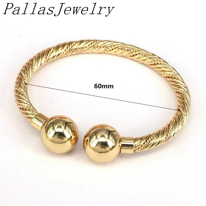 5Pcs 18K Gold Plated Copper Charm Ball Cuff Bangle Women Bracelet Stackable Daily Fashion Jewelry 240507