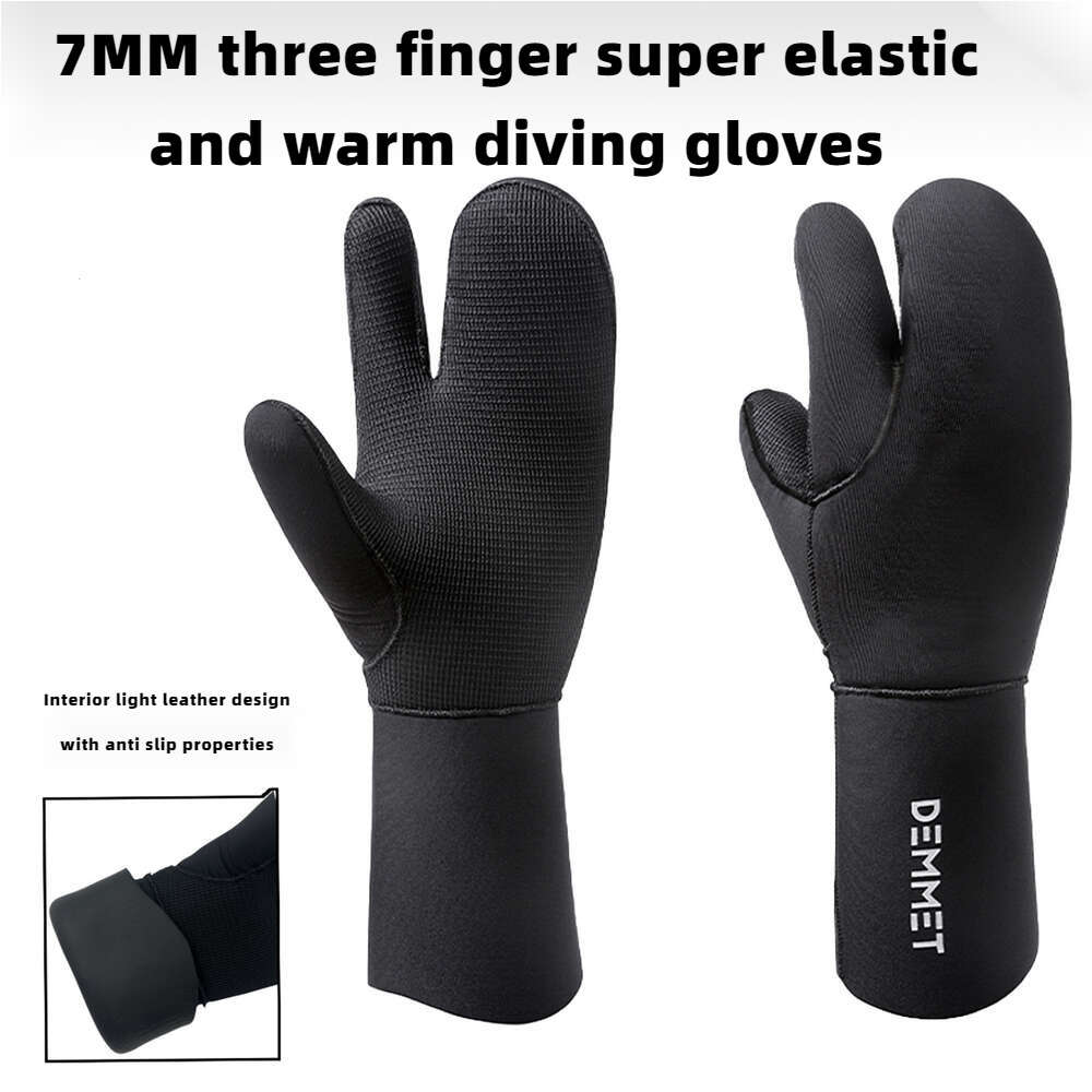New 7MM three finger super elastic warm diving gloves, cold wear-resistant, and stab resistant, winter swimming chloroprene rubber gloves for fishing 