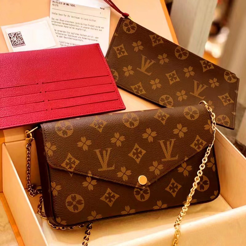 top quality Cross body Tote envelope bag 3piece Multi Felicie Pochette Chain Bags gym Women men M61276 shoulder luxury Designer Purse brown Flower leather handbags