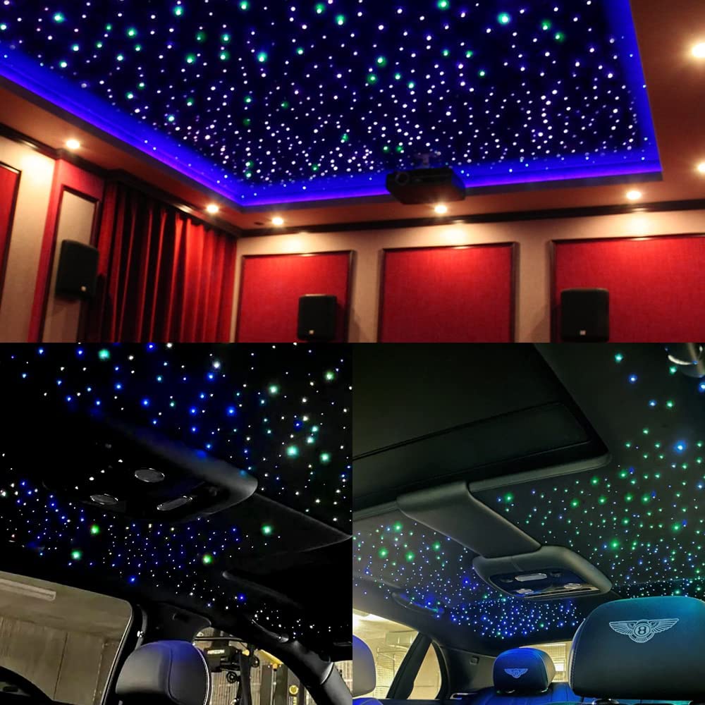 16W Twinkle Starlight Headliner Bluetooth APP/Remote/Music Controlled RGBW Car Ceiling DIY Lighting source+Fiber Optic Strands