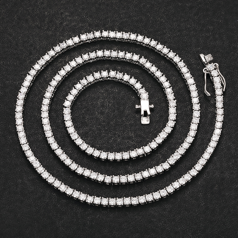 pass dia tester hip hop fashion jewelry custom 2.5mm sterling sier vvs moissanite cluster tennis chain necklace for men women