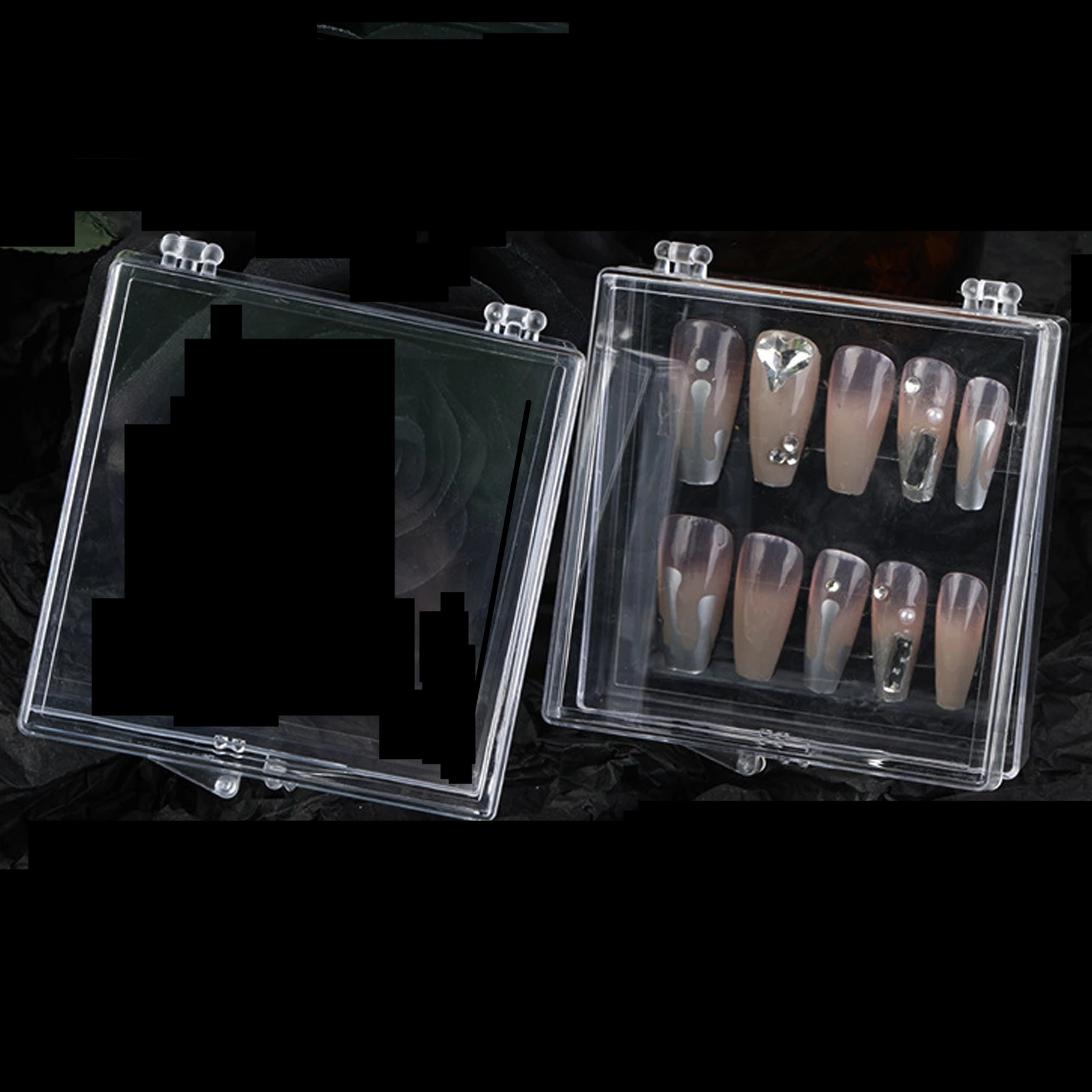 Handmade Nail Wear Storage Box Clear Acrylic Nail Packaging Box Nail Manicure Organizer Case Container Nails Tools Empty Box