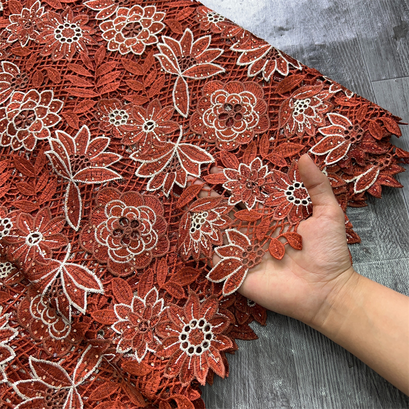 SJD African Fabric 2024 Hot Sale Nigerian Water Soluble Crystal Lace Guipure Cord For Women Dresses