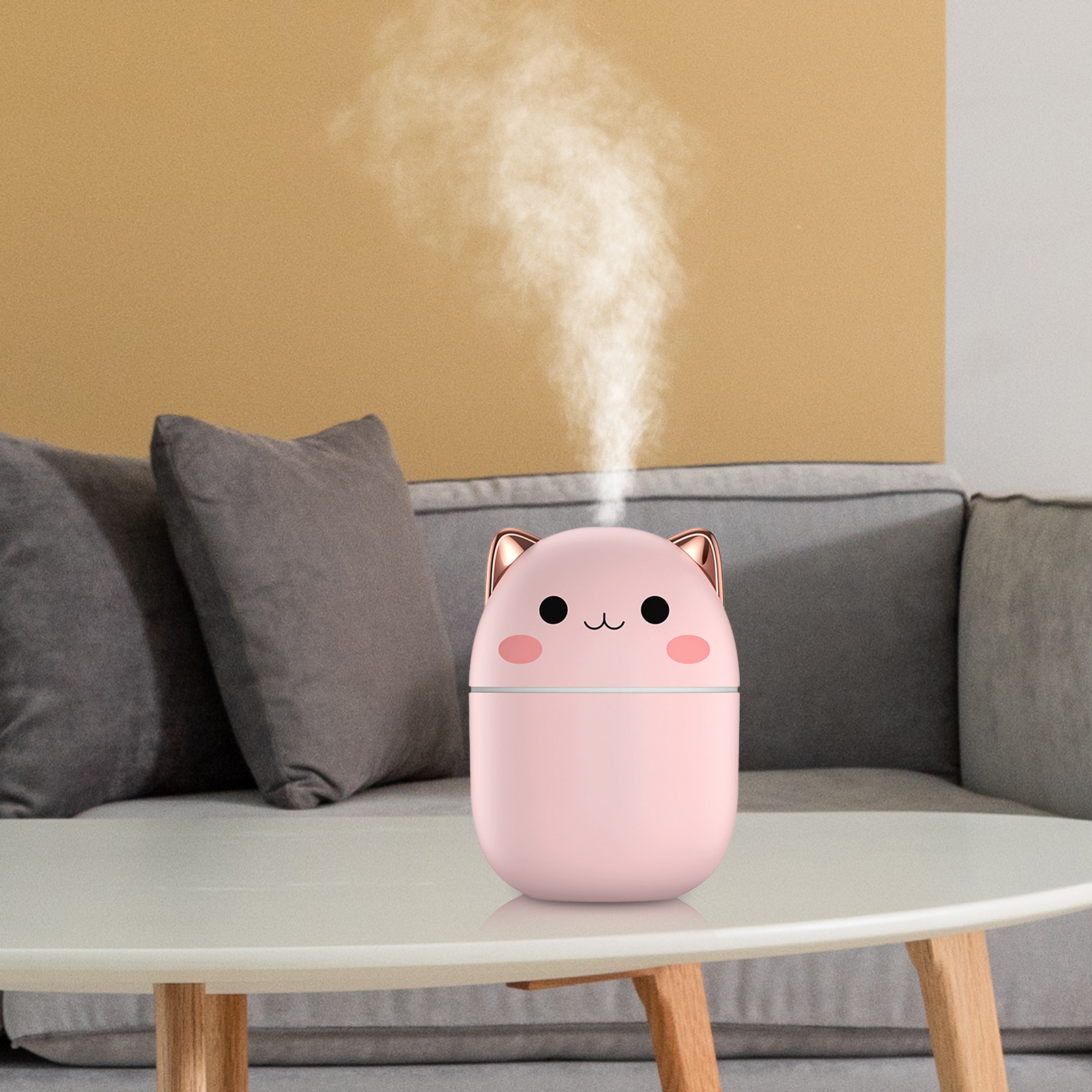 250ml Car Air Humidifier Cute Kawaiil Aroma Diffuser With Light Cool Mist Spray For Car Home Air Purifier USB Air Humidifier