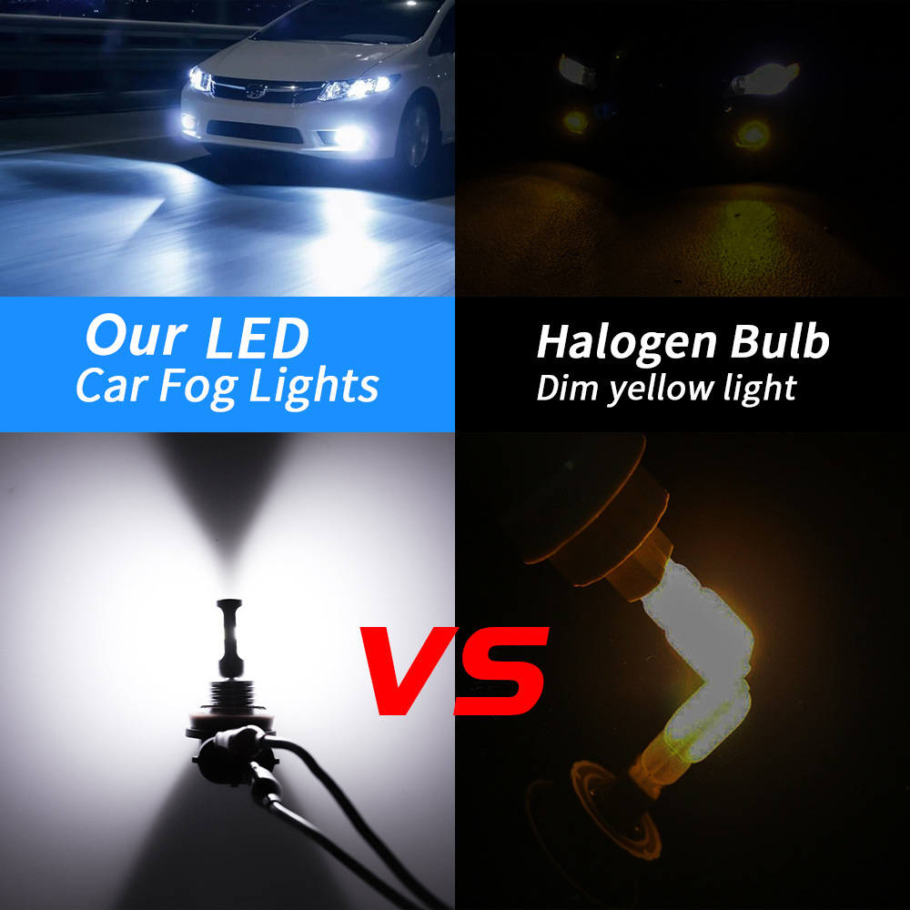2pcs H8 H16 JP Led H11 9005 HB3 9006 HB4 3030 12SMD Car LED Fog Light Bulbs 6000K White Auto Lamp Day Running Light 1500LM