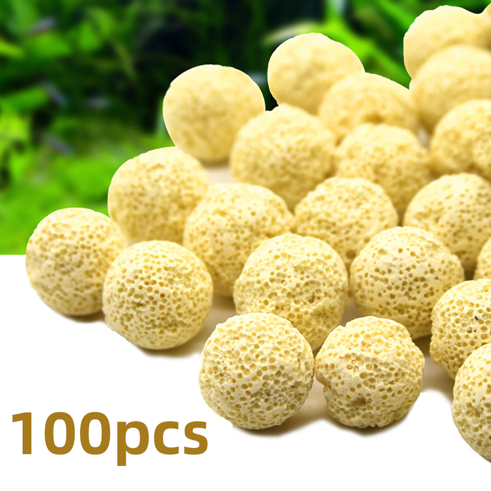 20/100pcs Aquarium Filter Media Aquarium Fish Tank Cleanning Bio Media Ceramic Rings Bio Ball Clean Water with Filter Net Bag