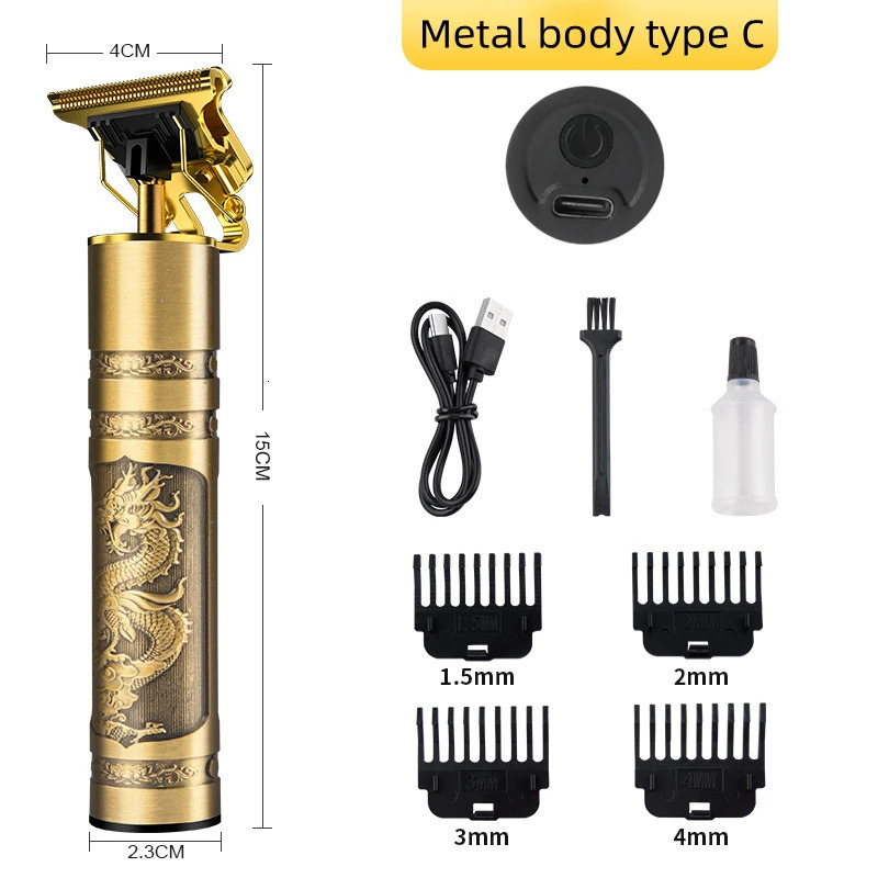 Original Metal Body Retro Set T9 Large Capacity 1200ml Battery Inflatable Silicone Real Woman Senior Hair Cutting Machine Pro 240516